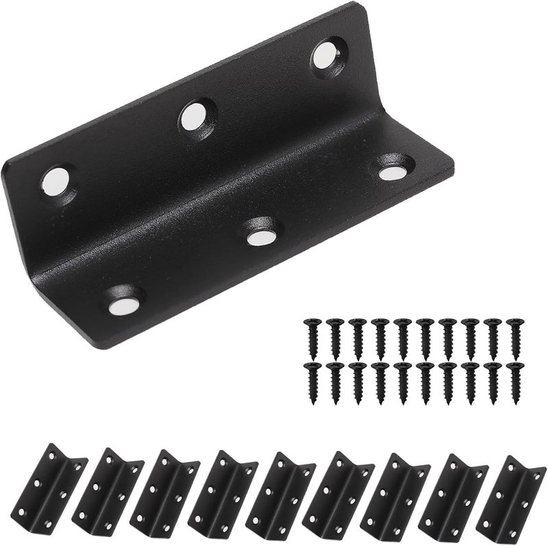 Redunest L Bracket, Heavy Duty Corner Brace, 10 Pack 3.2" Metal Shelf Bracket Angle Bracket for Shelves, Black Metal Braces for Wood, 80mm Overall Length - Image 1